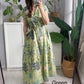 Kiara Cotton Dress | Green Assorted Prints
