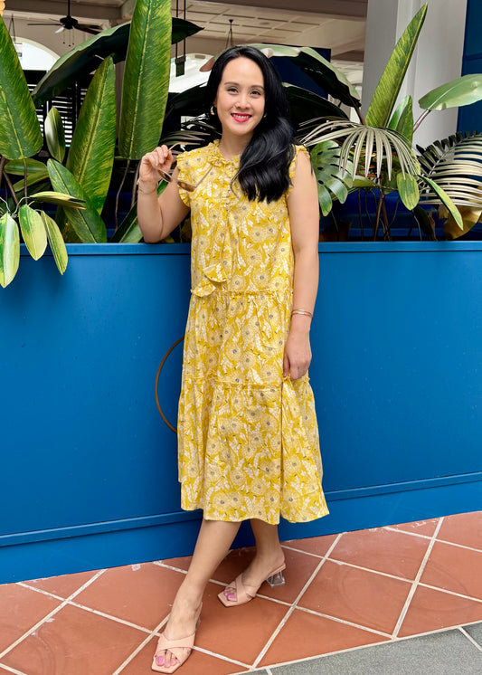 Lacey Cotton Dress | Ruffles Yellow