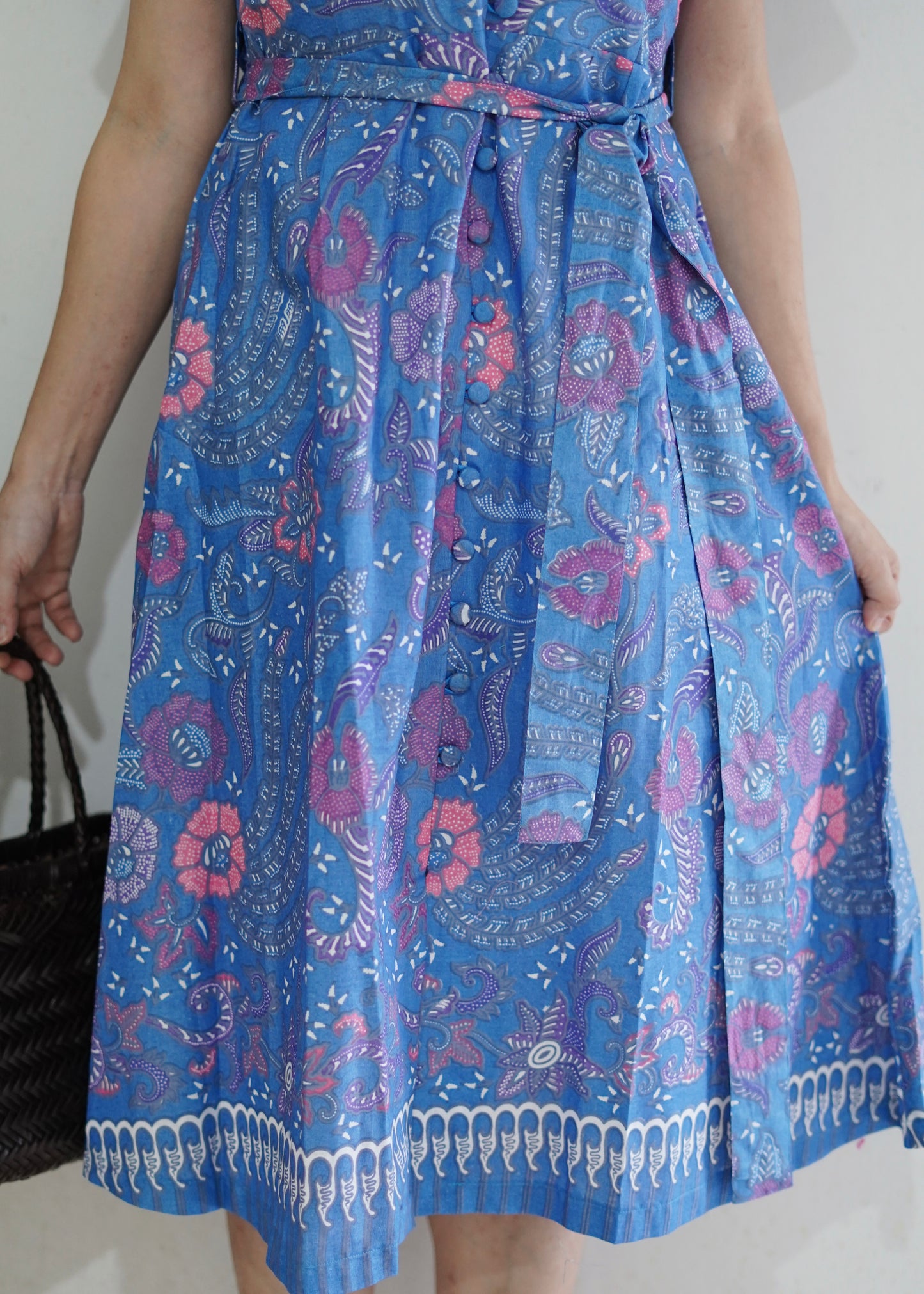 MKiki Batik Cotton Midi Dress | Royal Blue