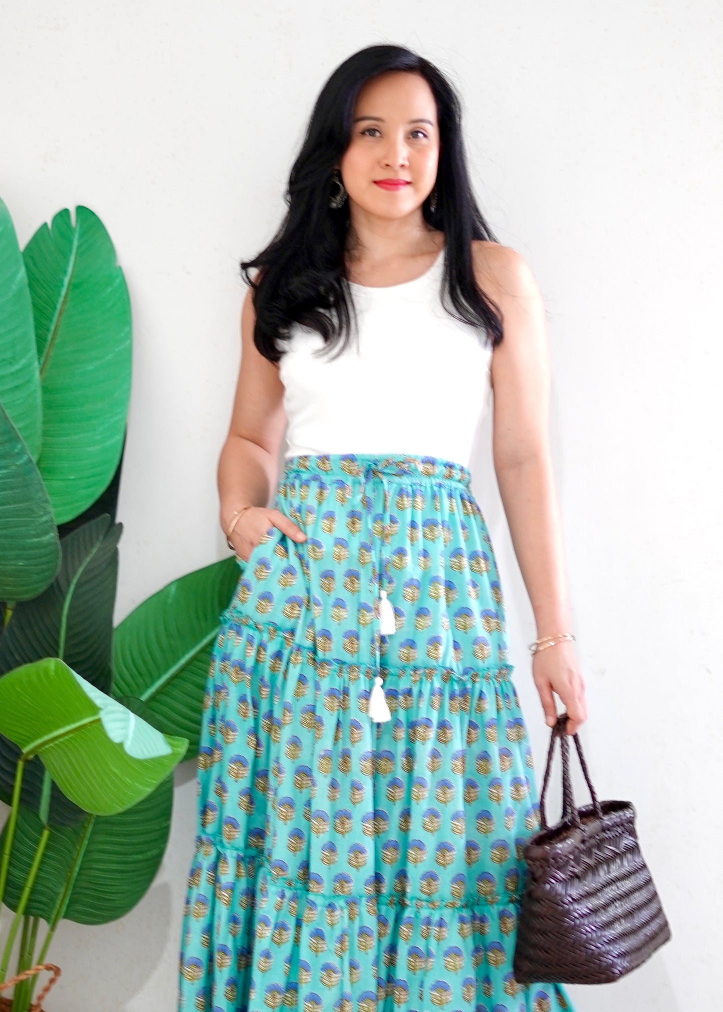 Zenus Handblock Skirt | Popsicle Turquoise