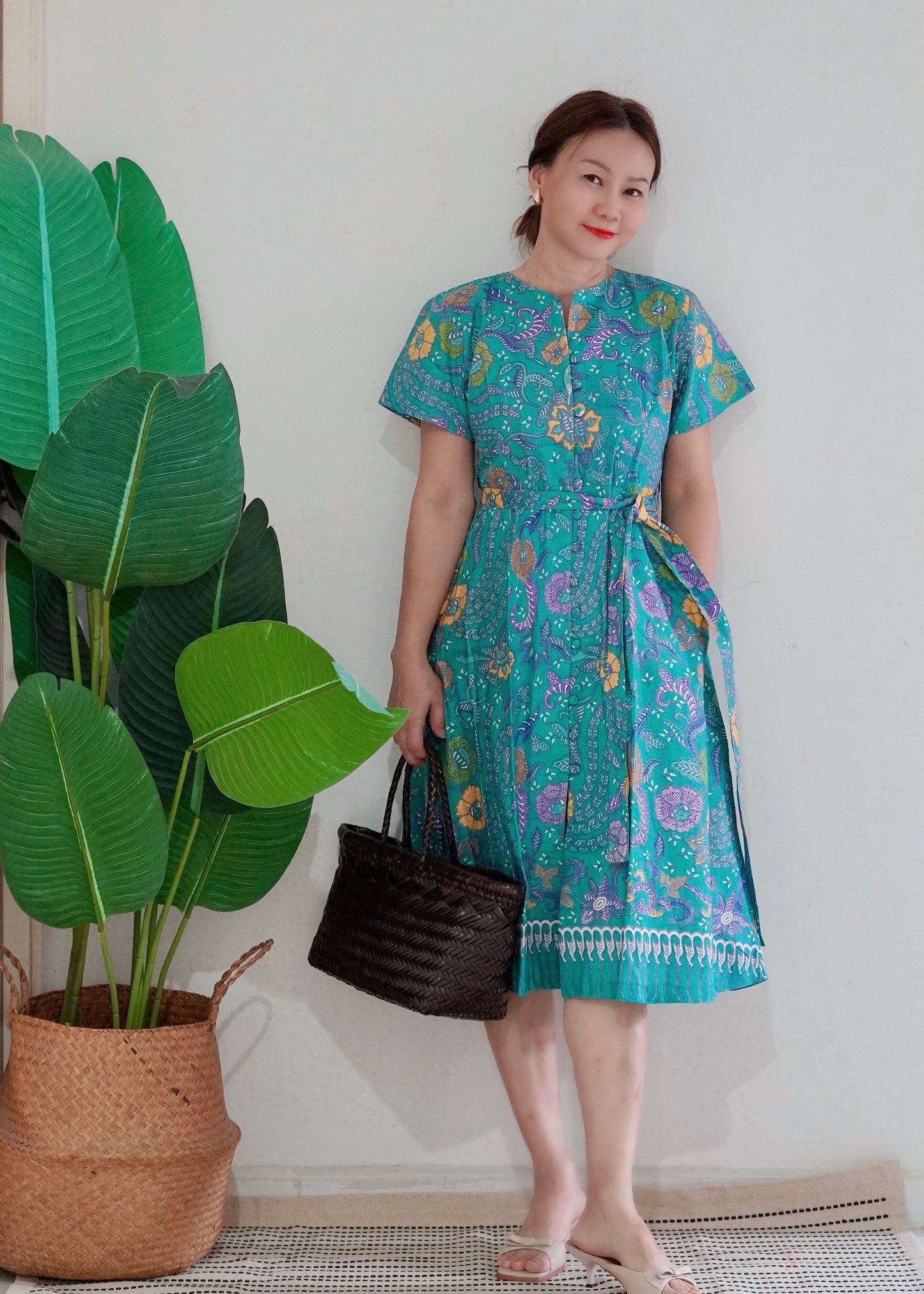 Kiki Batik Cotton Midi Dress | Royal Turquoise