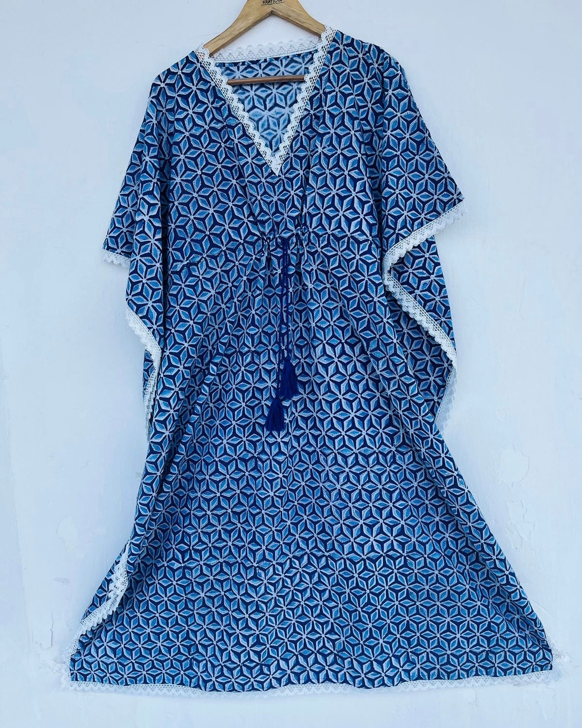 Junia Cotton Kaftan - Summer Blue [ DM FOR STOCK AVAILABILITY AT STOCKIST]