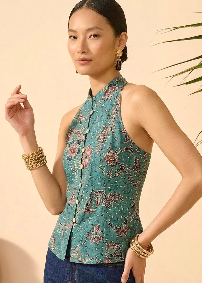 Eka Halter Batik Top | Vintage Turquoise