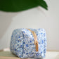 Quilted Japanese Cotton Pouch - Floral Blue