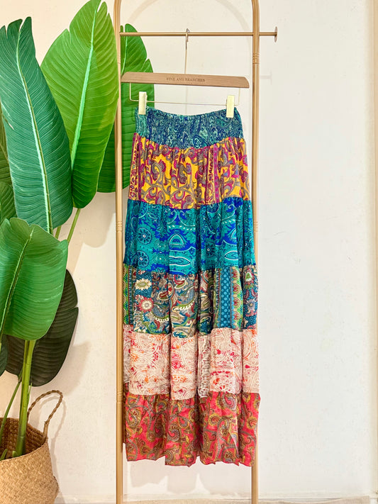 Silky Patchwork Skirt