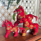 SET OF 3 : HORSE CNY ORNAMENT- Batik Red Brown