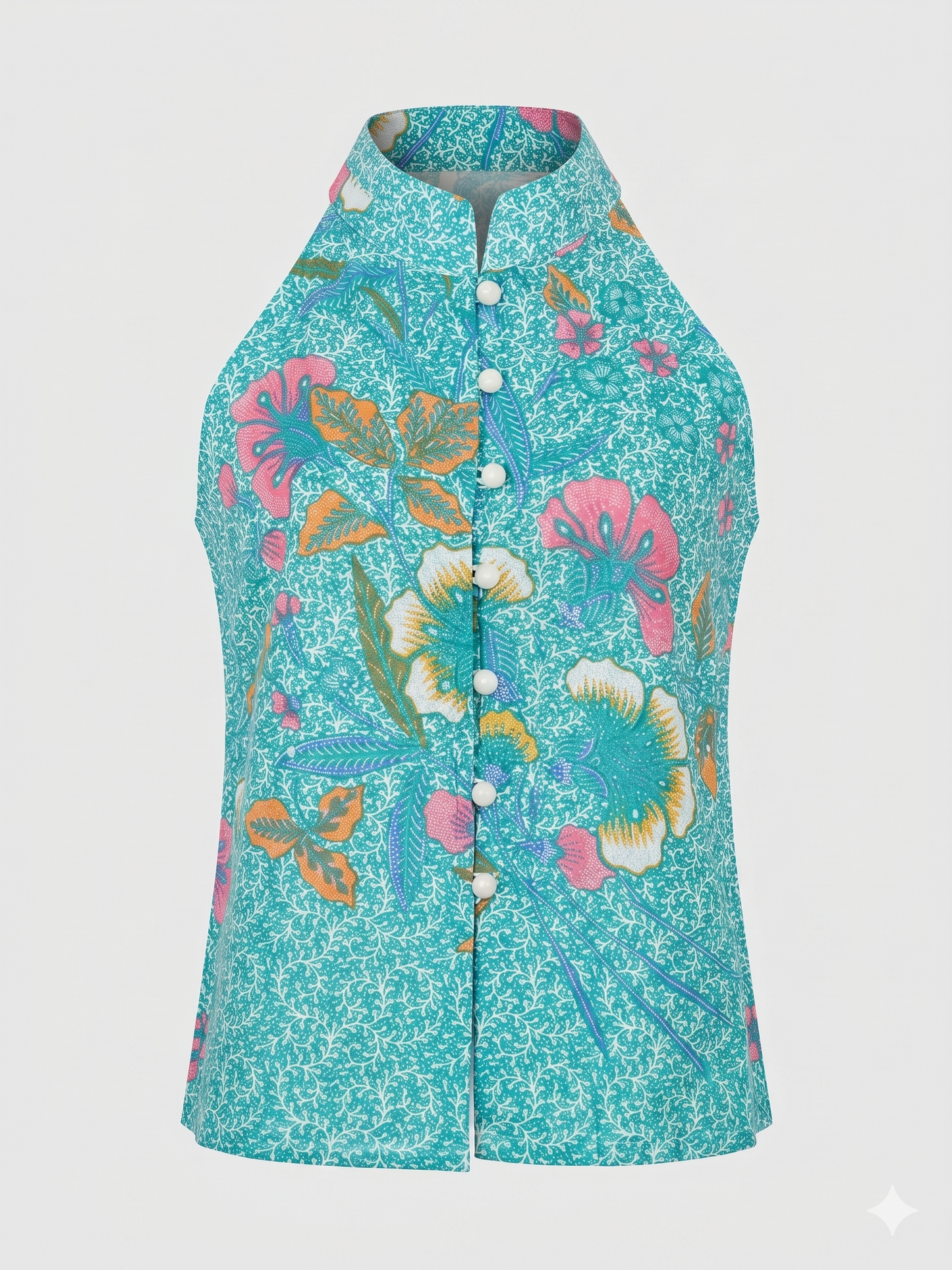Eka Halter Batik Top | Turquoise Bloom