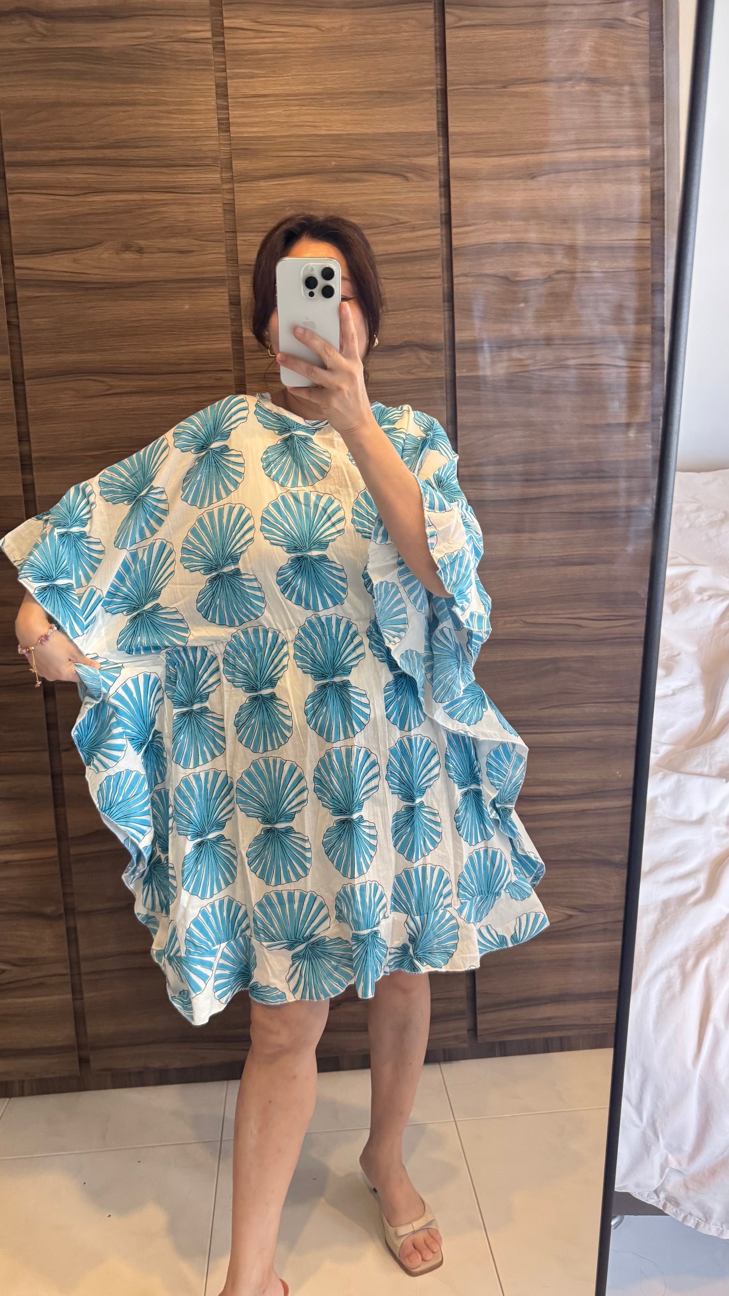Handblock Kaftan - Free size (Fit up to L)