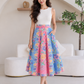 Suzie Batik A-line Skirt - Blue Pink Bloom