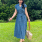 Kiara Cotton Dress - Chevron Blue