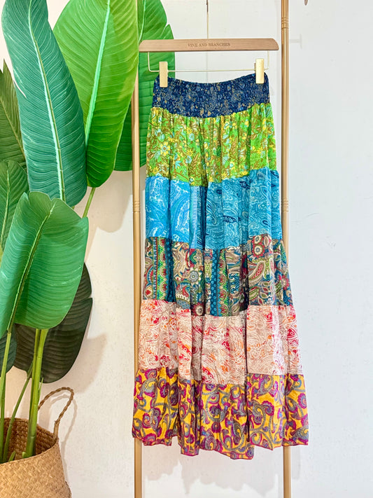 Silky Patchwork Skirt