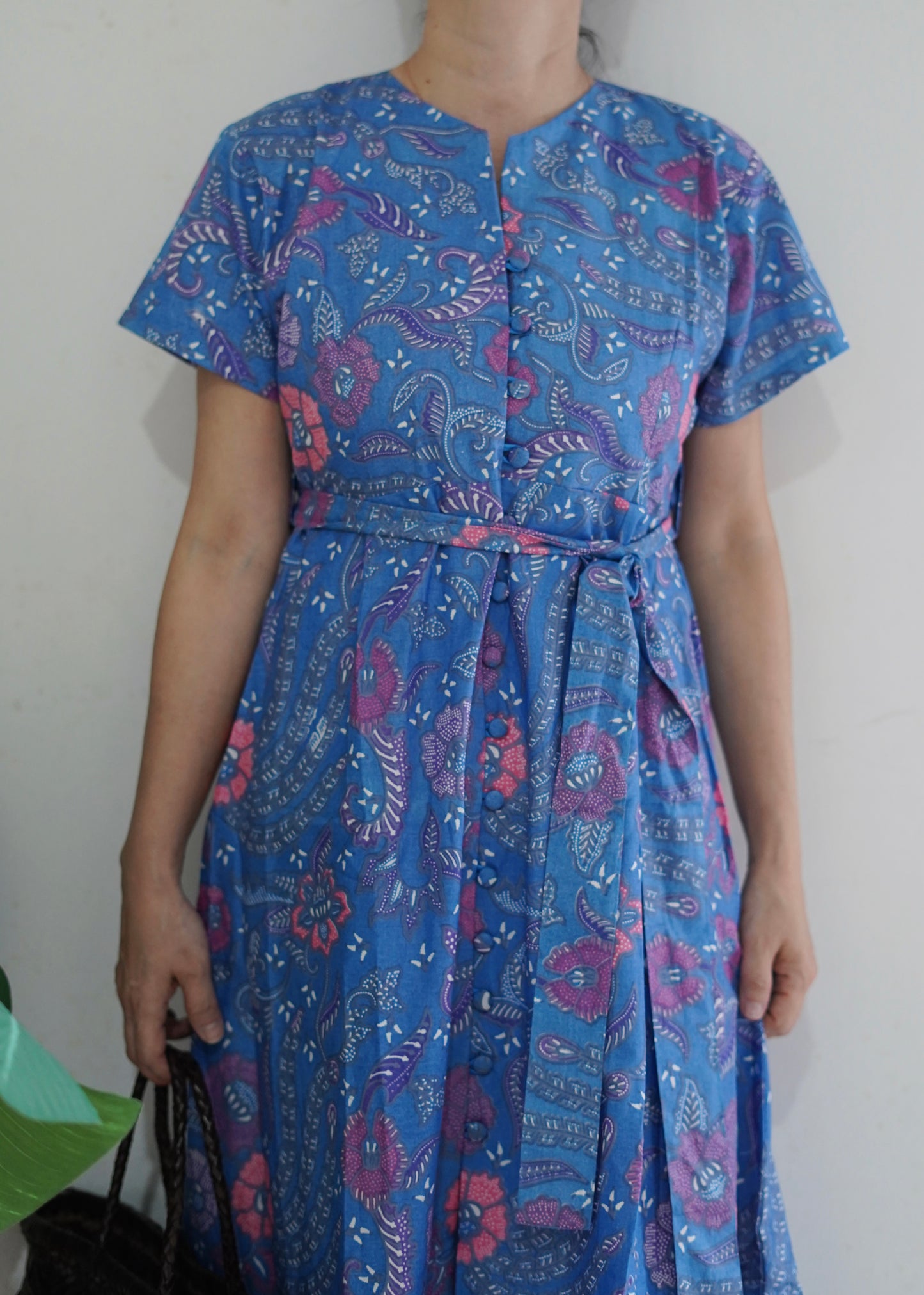MKiki Batik Cotton Midi Dress | Royal Blue