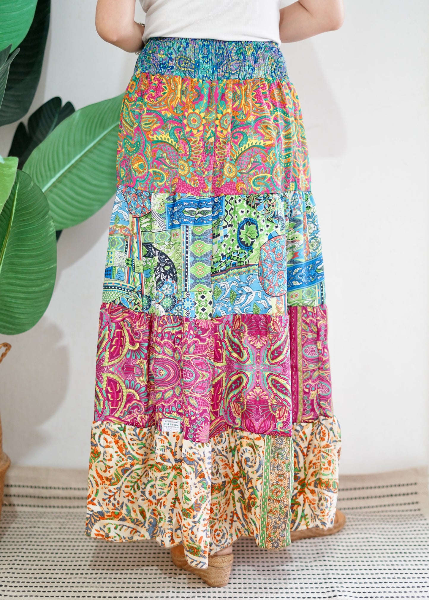 Silky Patchwork Skirt | Patchwork Pink