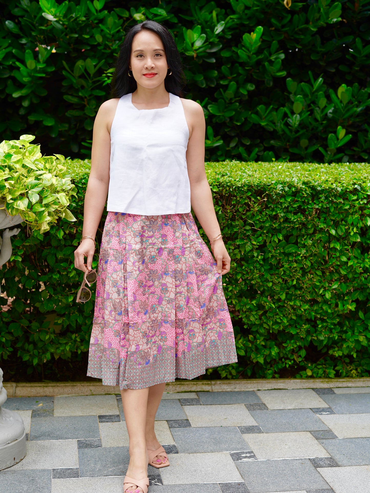 Suzie Batik A-line Skirt - Peony Whisper