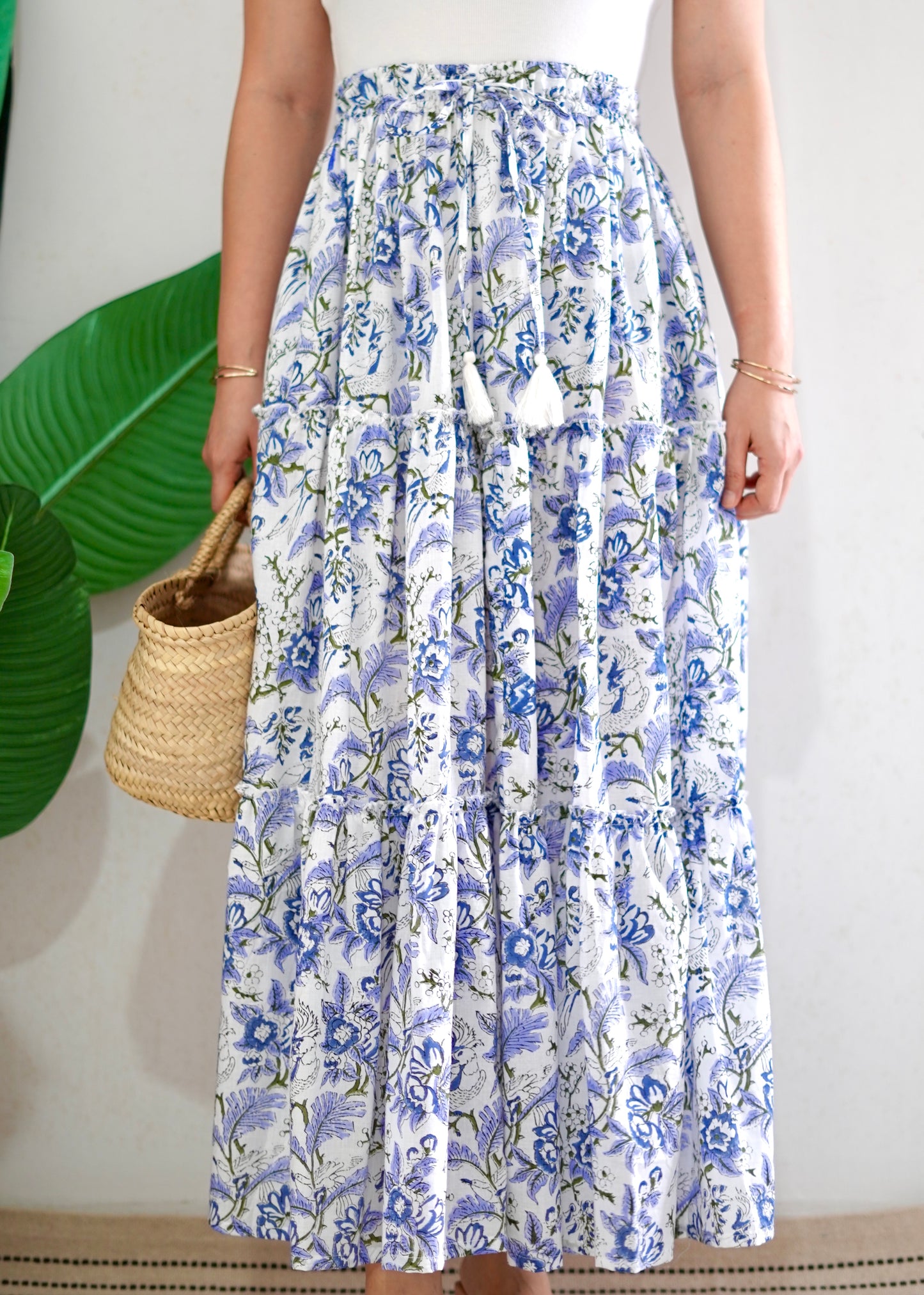 Zenus Handblock Skirt | Periwinkle