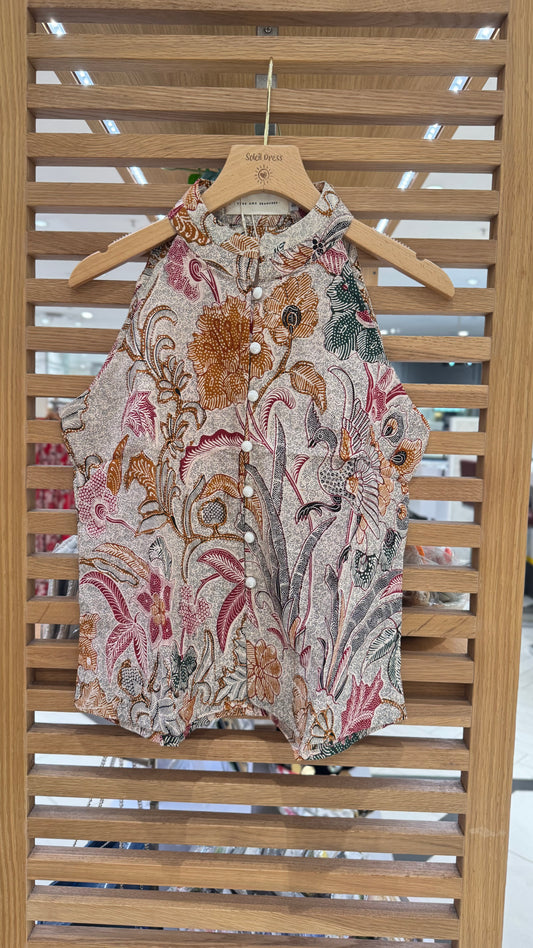 Eka Halter Batik Top | Premium Batik Beige Canopy