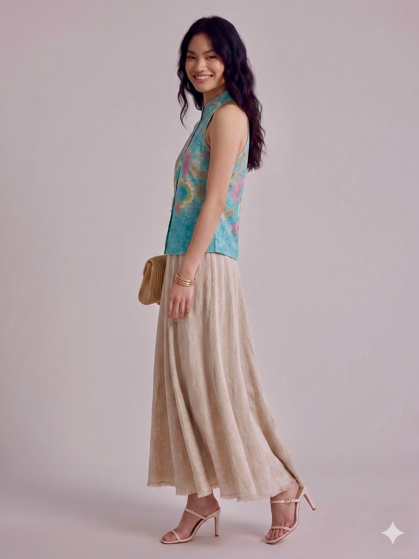 Eka Halter Batik Top | Turquoise Bloom