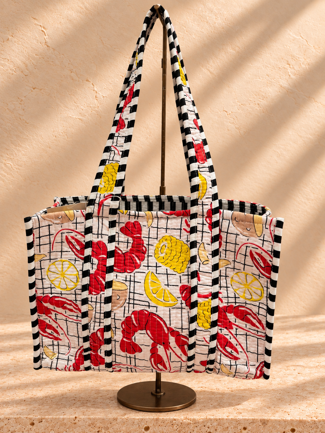 Handblock Tote Bag | Lobster