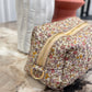 Quilted Japanese Cotton Pouch - Beige Dainty Floral