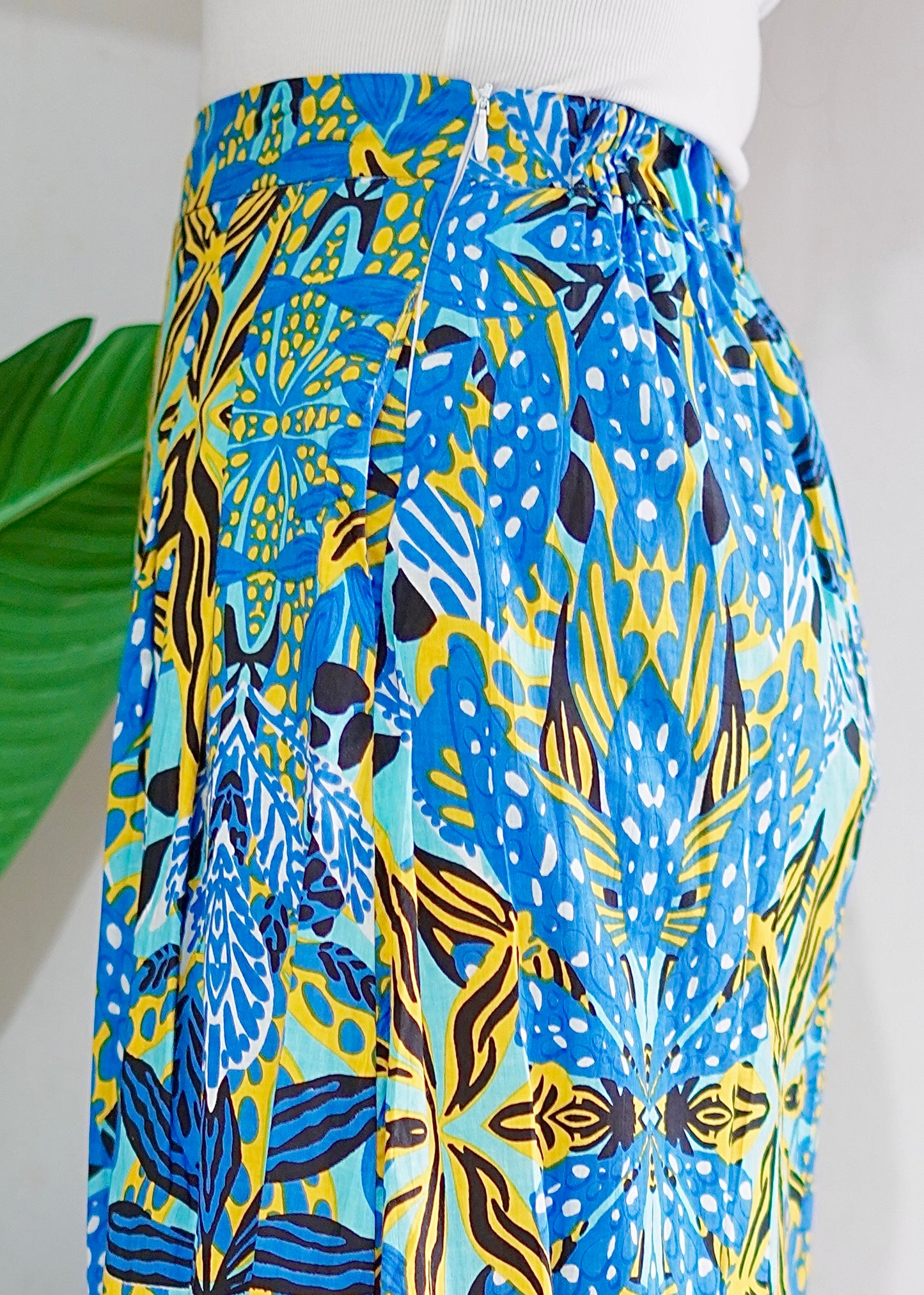 Ava Handblock A-line Skirt | Ocean Blue