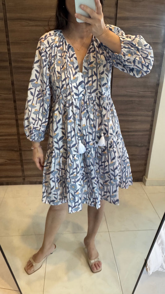 Handblock Mini Dress  - XS  (fit UK8)