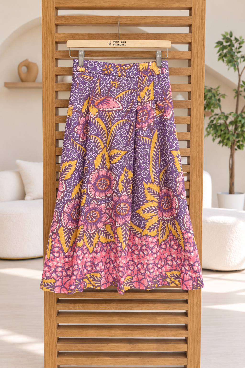 Suzie Batik A-line Skirt - Lilac Bloom