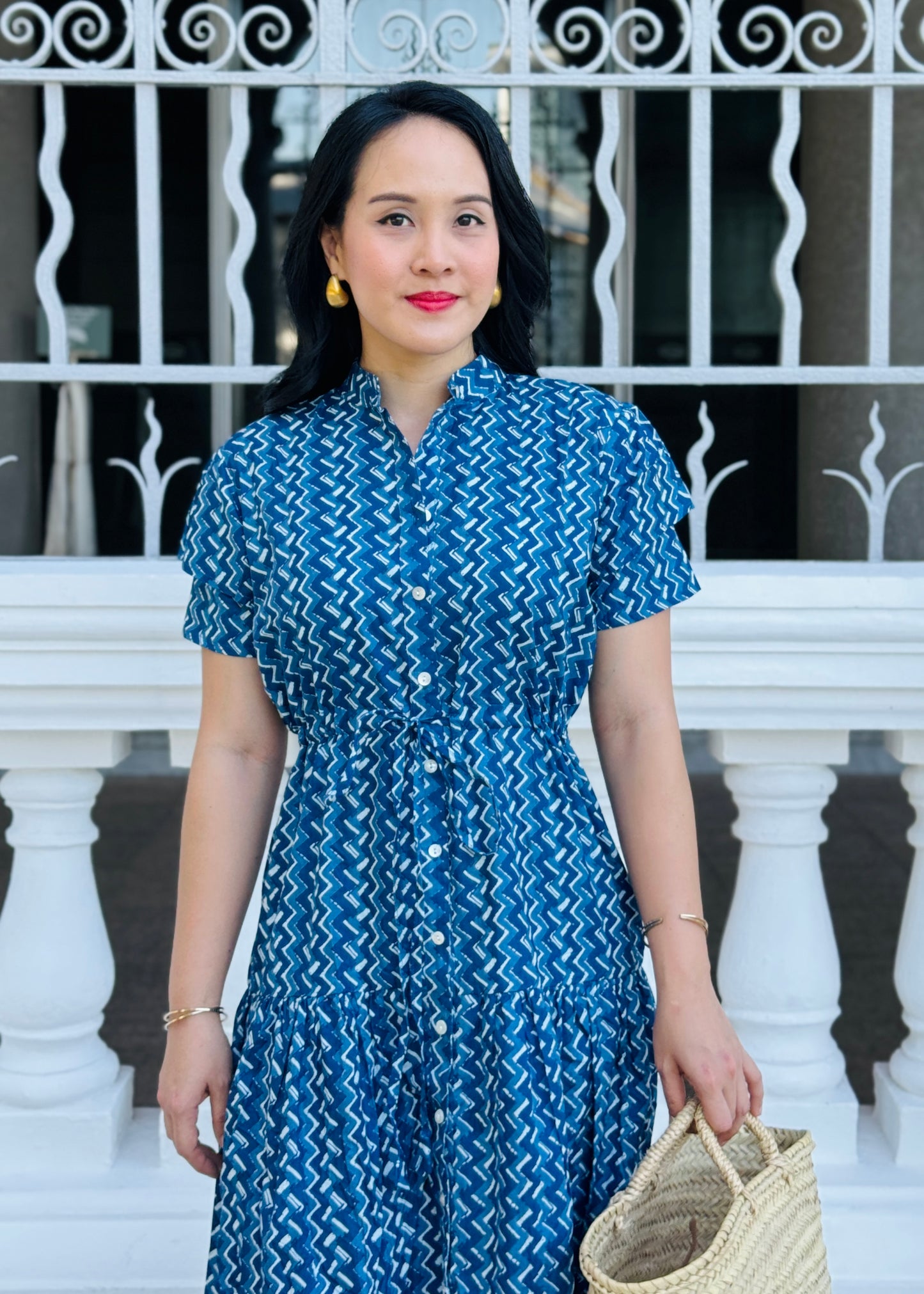Debra Maxi Dress - Chevron Blue