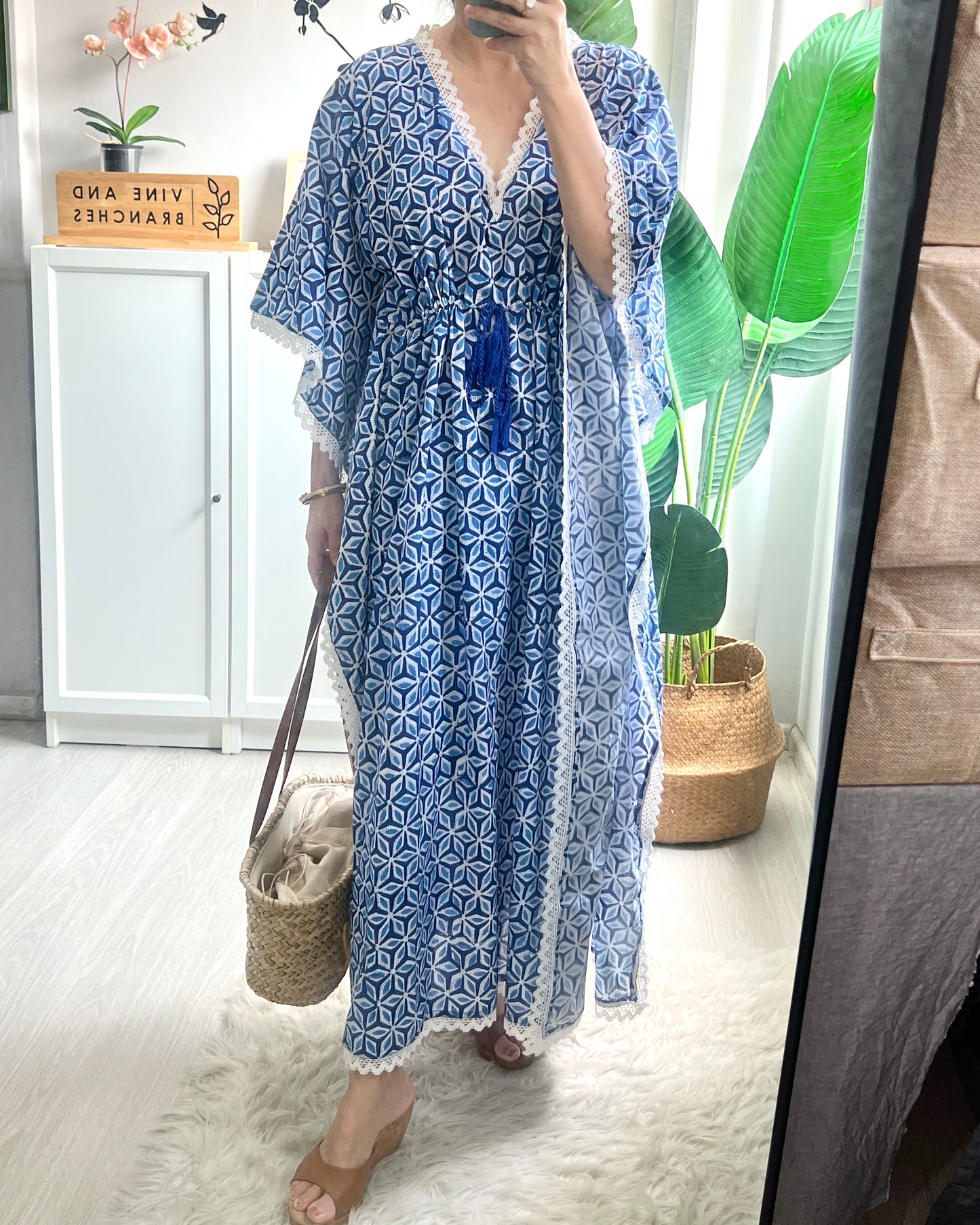 Junia Cotton Kaftan - Summer Blue