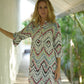 Sienna Bell Sleeve Dress -Zig Zag Pink