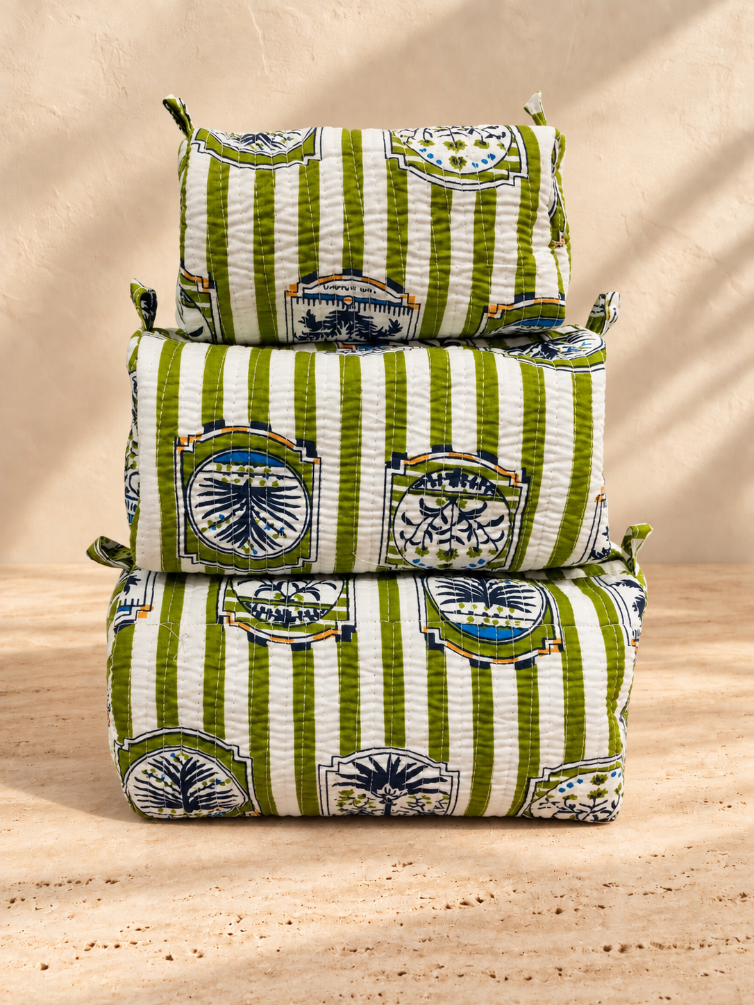 Handblock Cotton Pouch | Alfresco Green