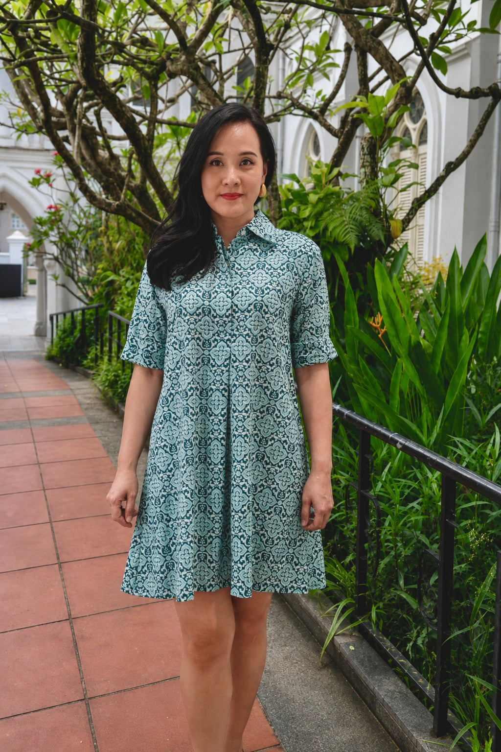 Pippa Short Shirt Dress | Peranakan Green
