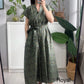 Kiara Cotton Dress | Green Assorted Prints