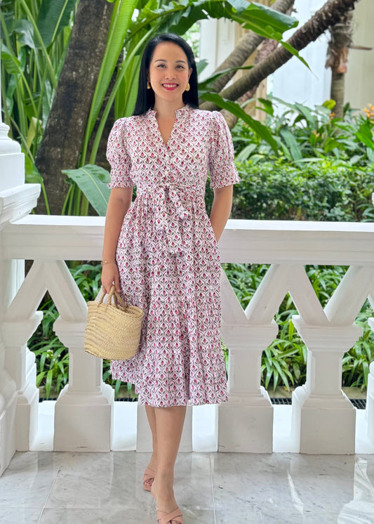 Penny Midi Dress - Pink Petals