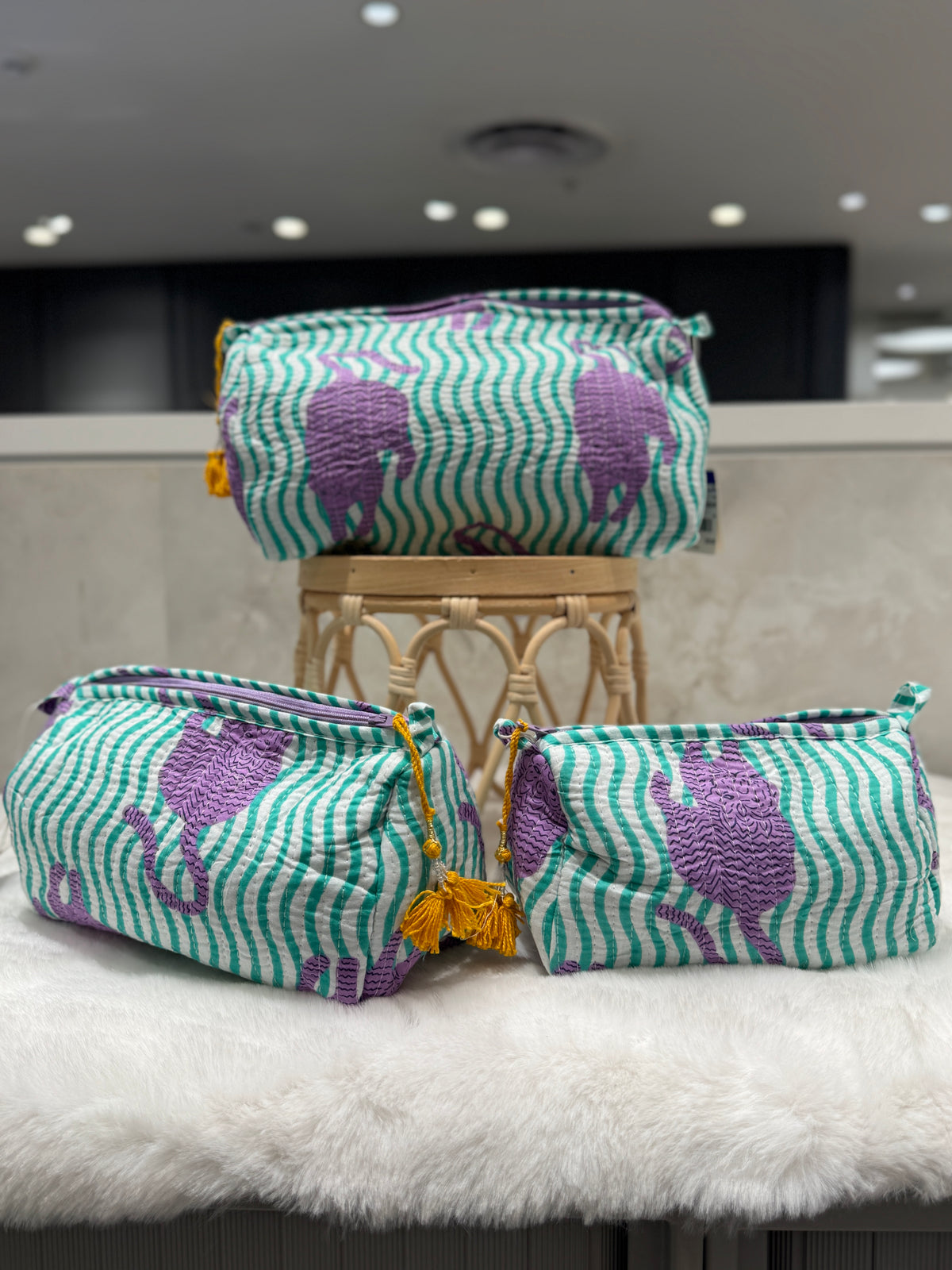 Handblock Cotton Pouch | Lilac Tiger