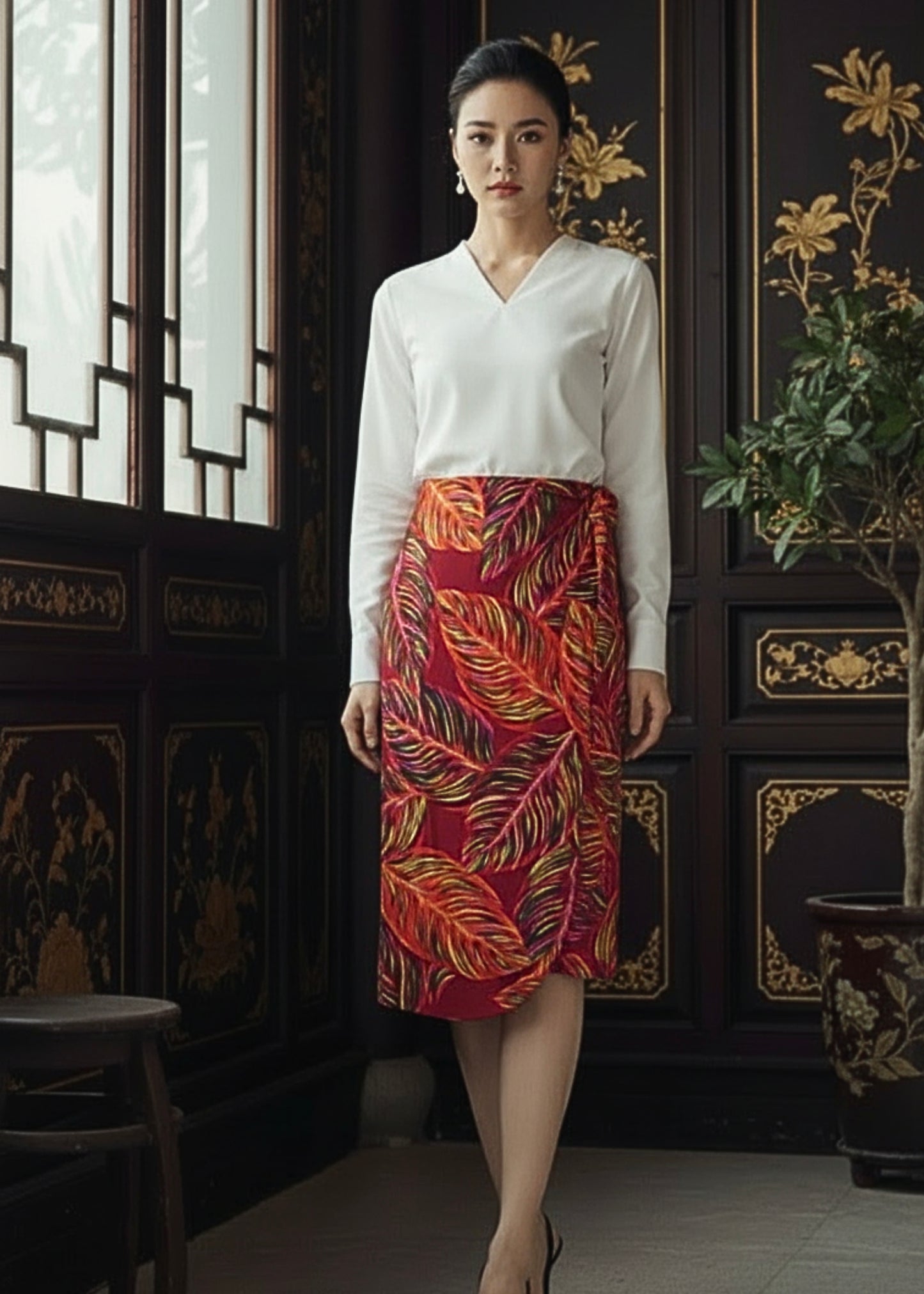 Naomi Wrap Skirt - Palm Fiesta