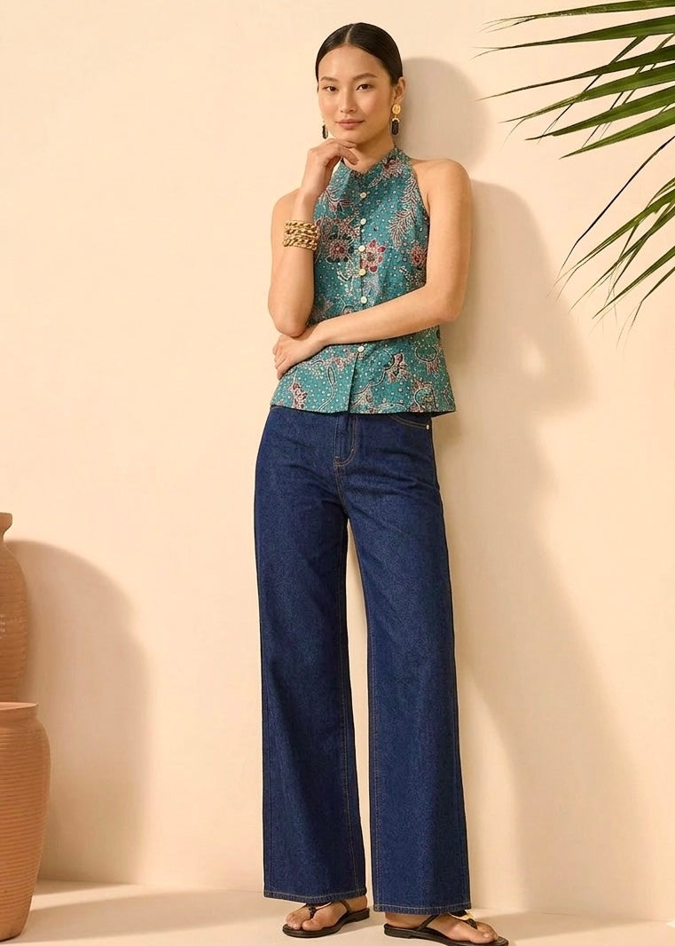 Eka Halter Batik Top | Vintage Turquoise