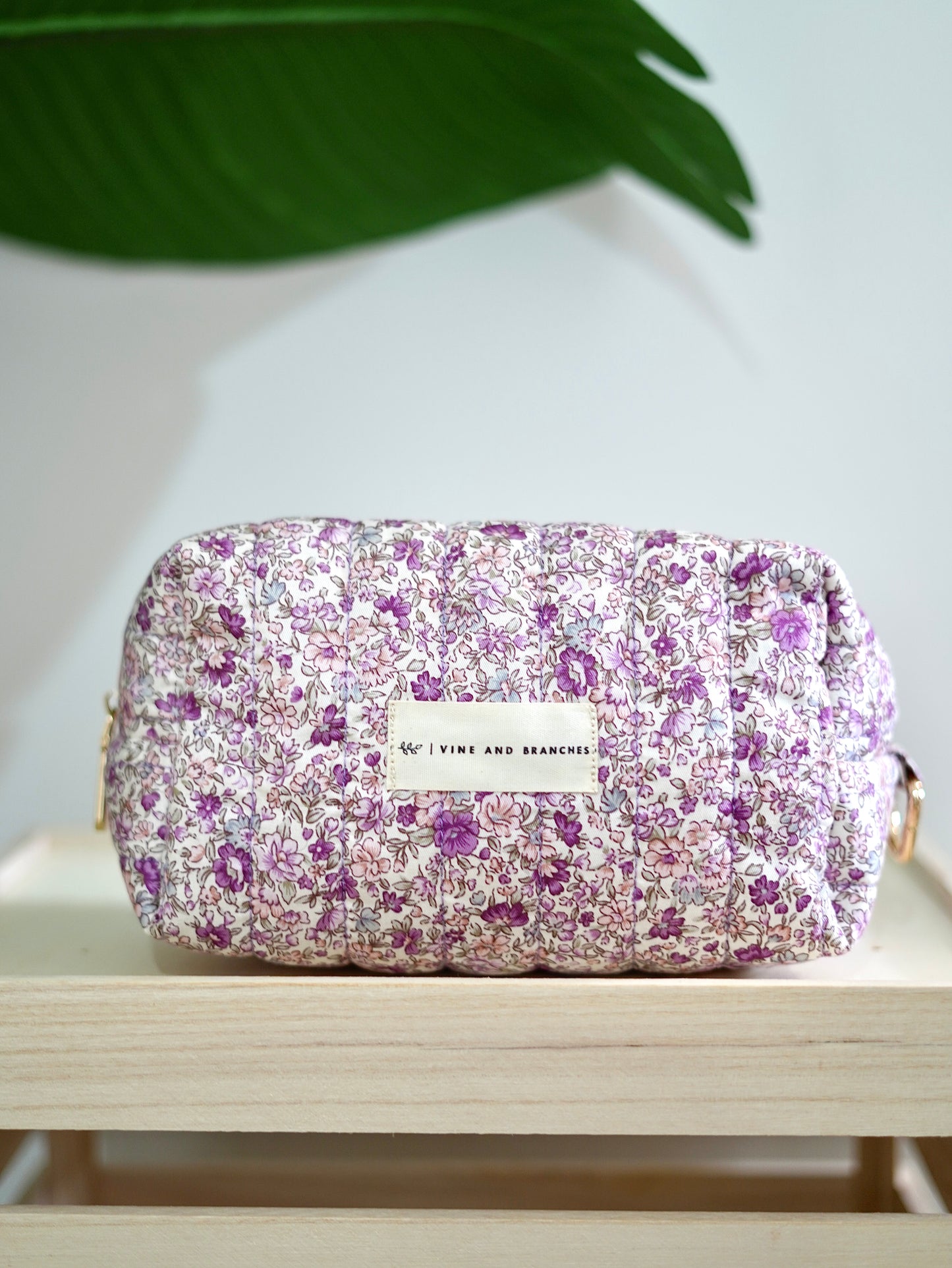 Quilted Japanese Cotton Pouch - Mauve Purple