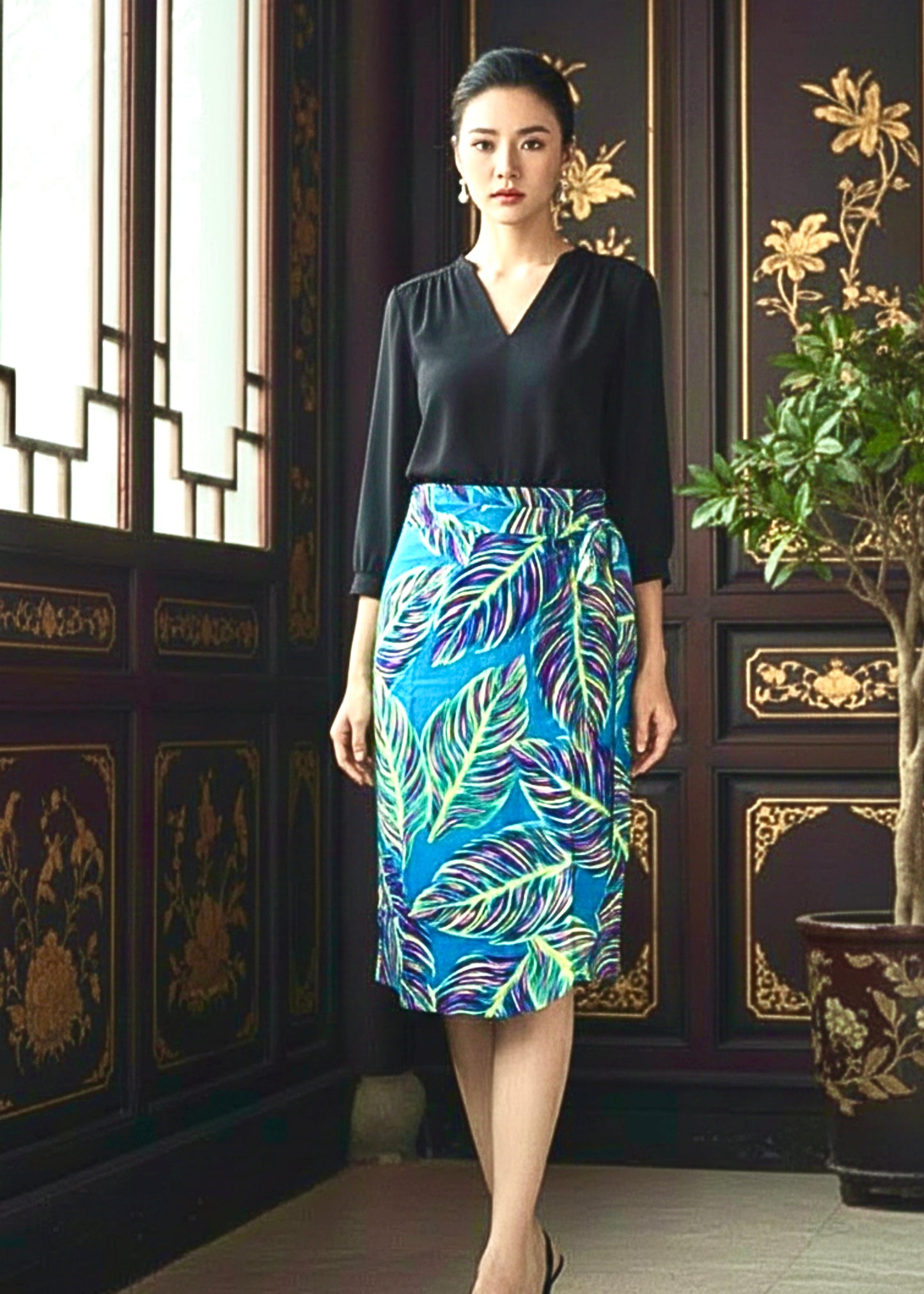 Naomi Wrap Skirt - Turquoise Fiesta