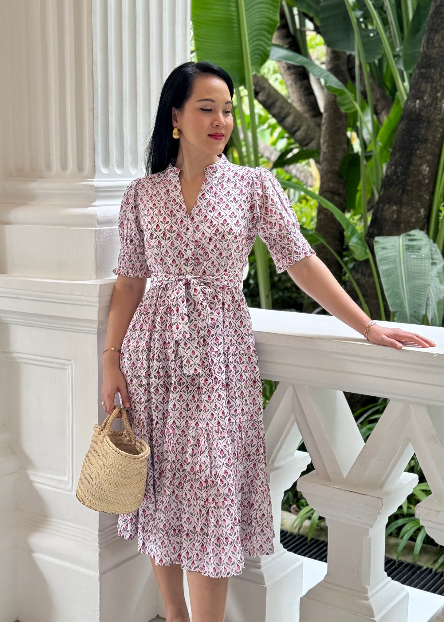 Penny Midi Dress - Pink Petals