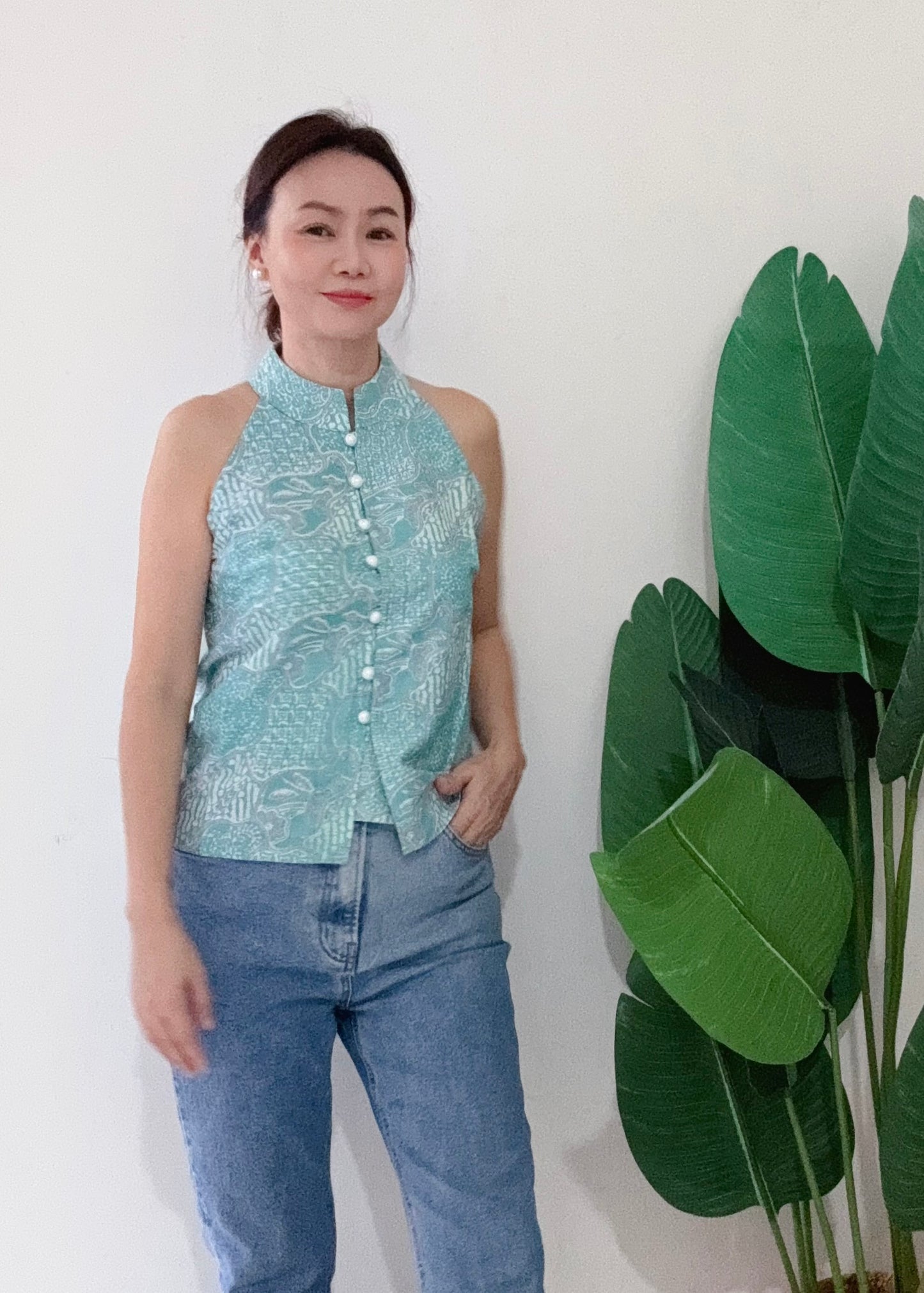 Eka Halter Batik Top | Turquoise