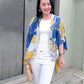 Cotton Batik Kimono- Cobalt Yellow Batik