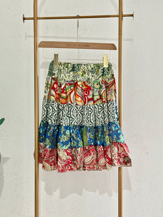Mini Silky Patchwork Skirt