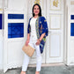 Cotton Batik Kimono- Cobalt Green Batik