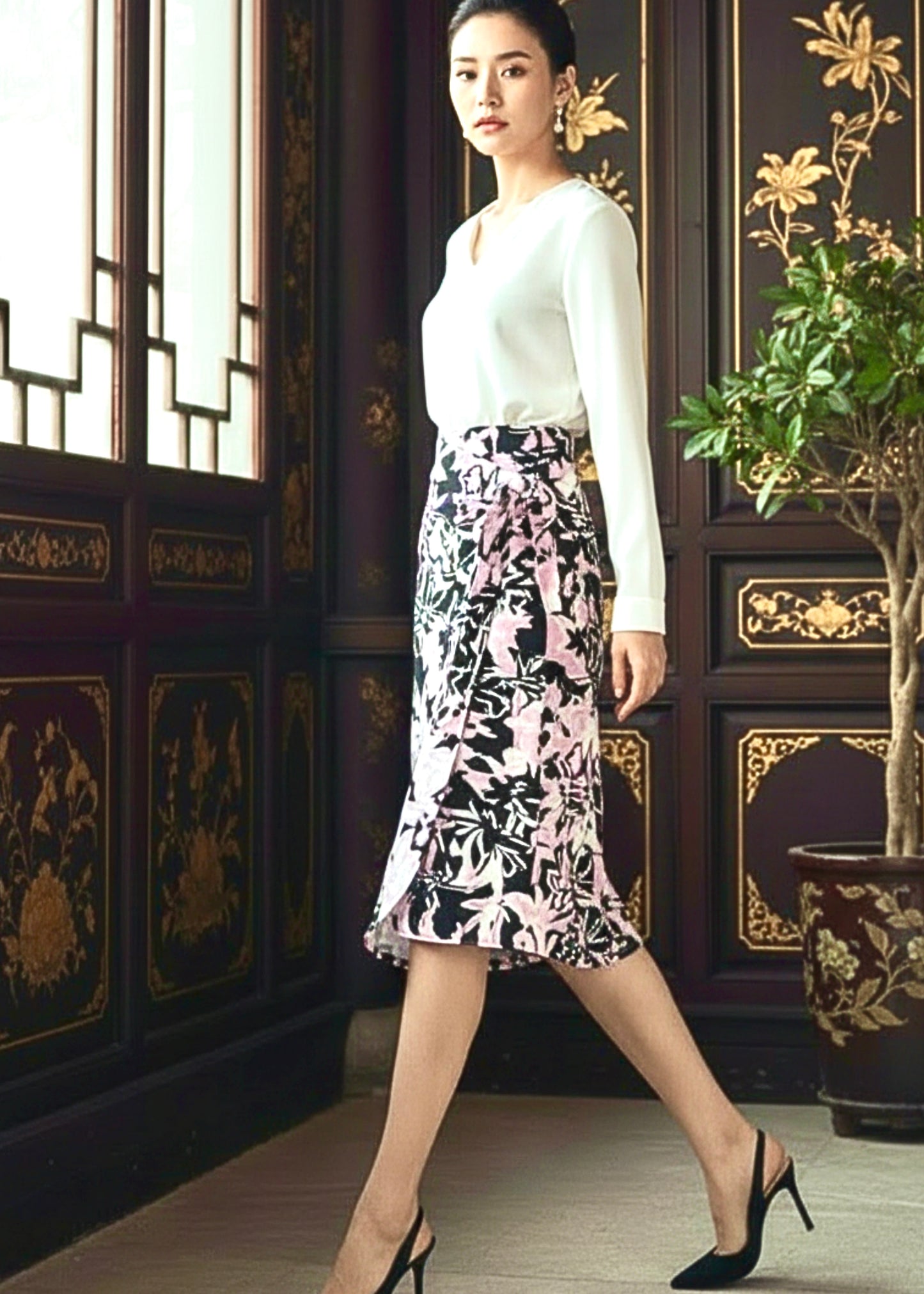 Naomi Wrap Skirt - Black Pink