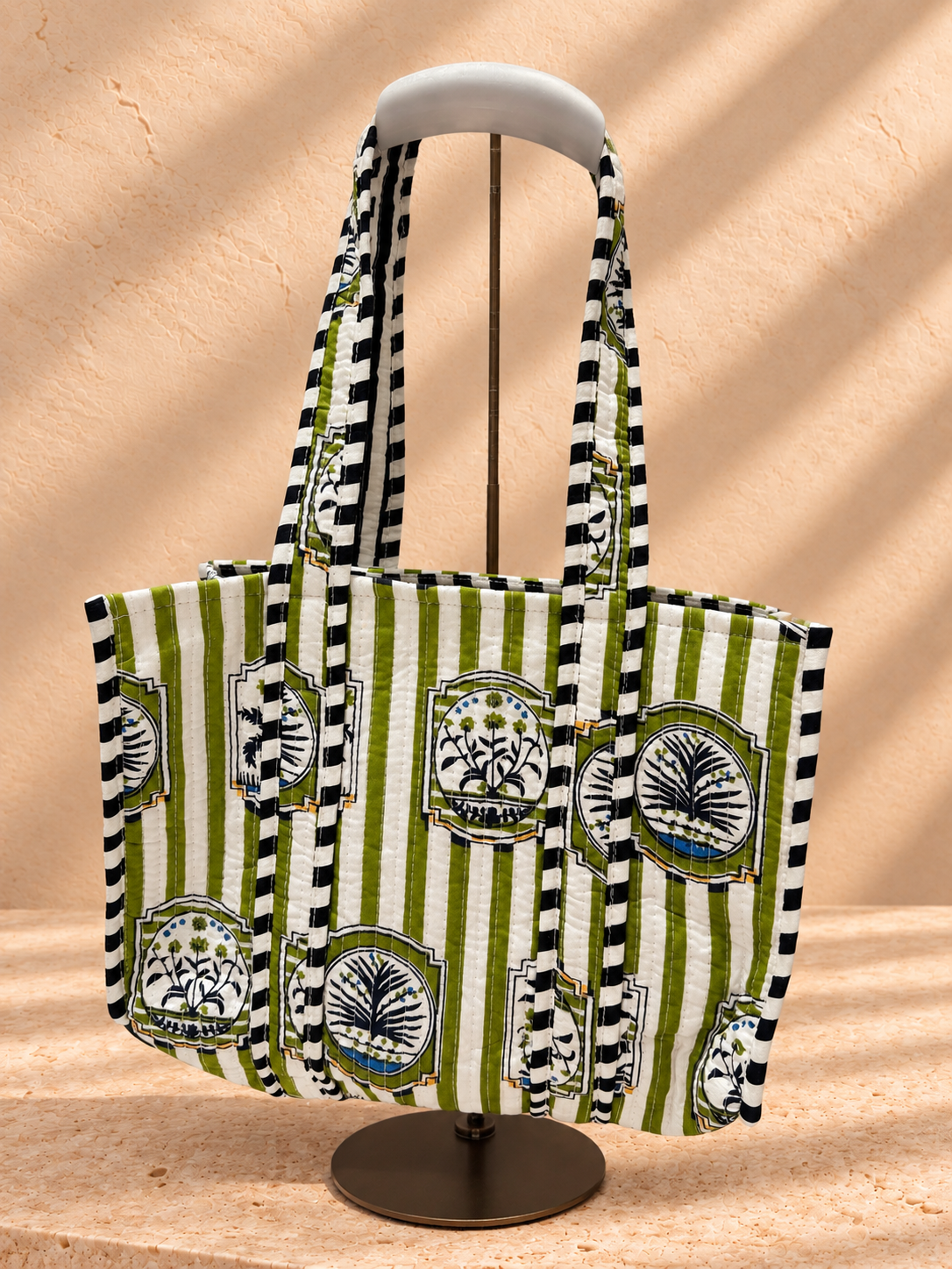 Handblock Tote Bag | Alfresco Green