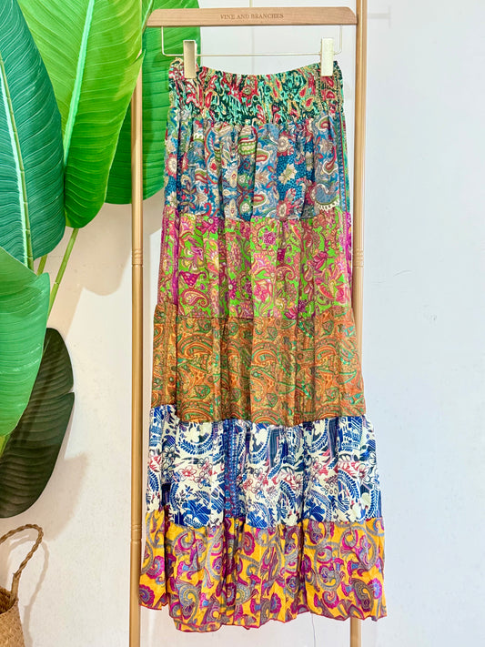 Silky Patchwork Skirt