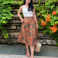 Suzie Batik A-line Skirt - Floral Brown