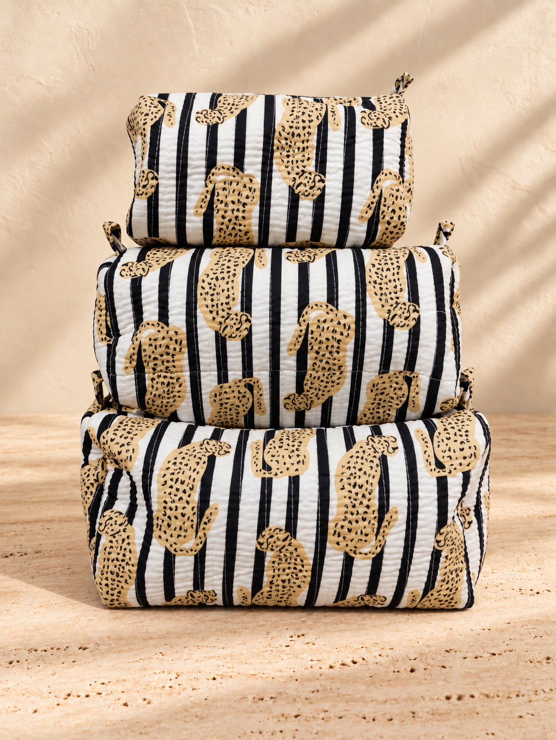 Handblock Cotton Pouch |  Mono Leopard