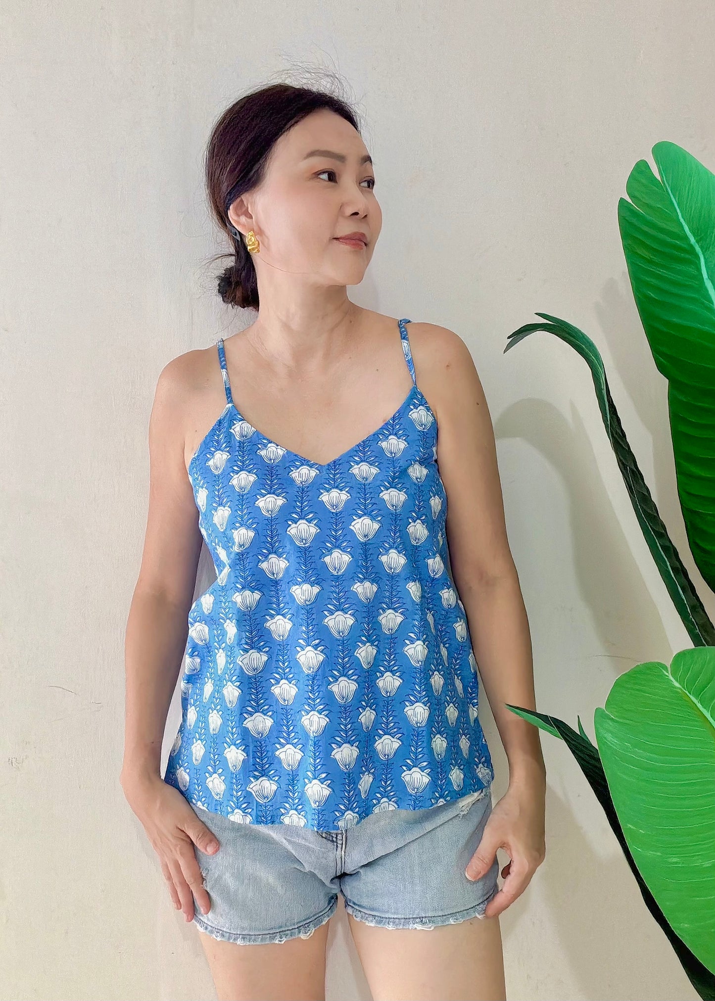 Bea Cotton Camisole - Garden Blue