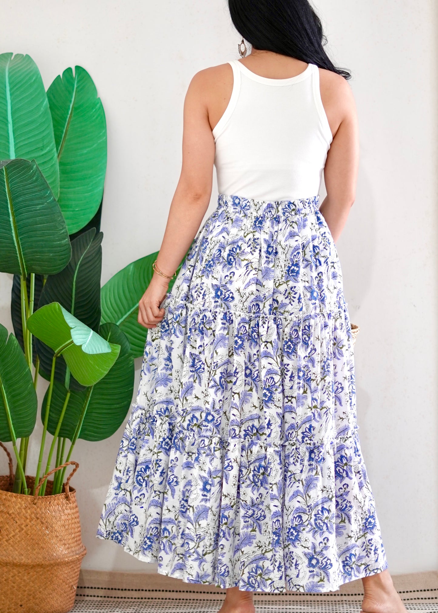 Zenus Handblock Skirt | Periwinkle